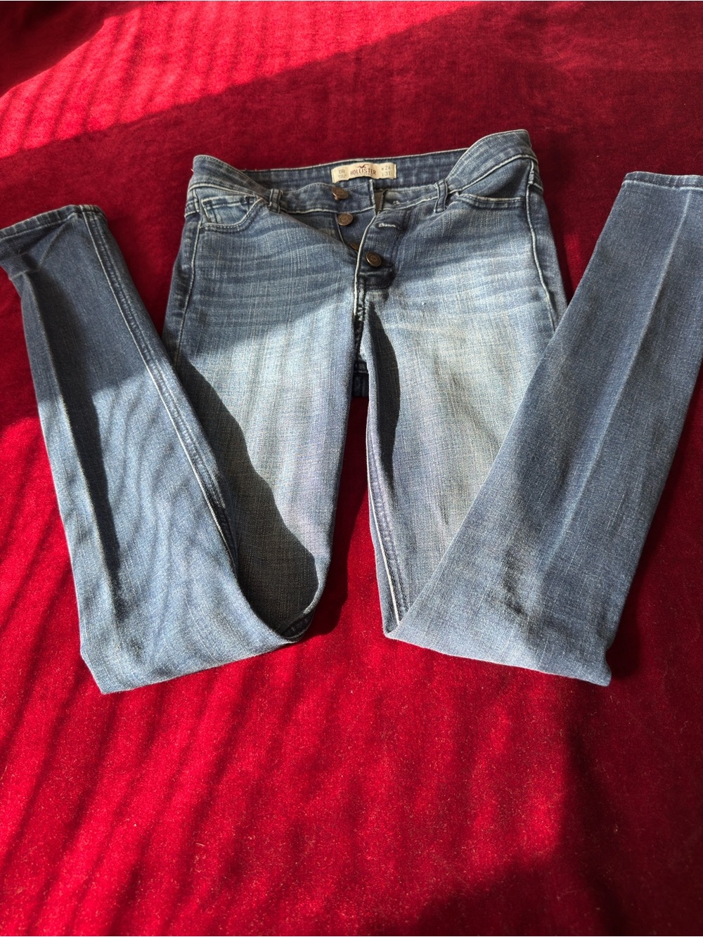 Hollister Light Blue Women's Skinny Jeans with Button-Fly Sz 26 by 31